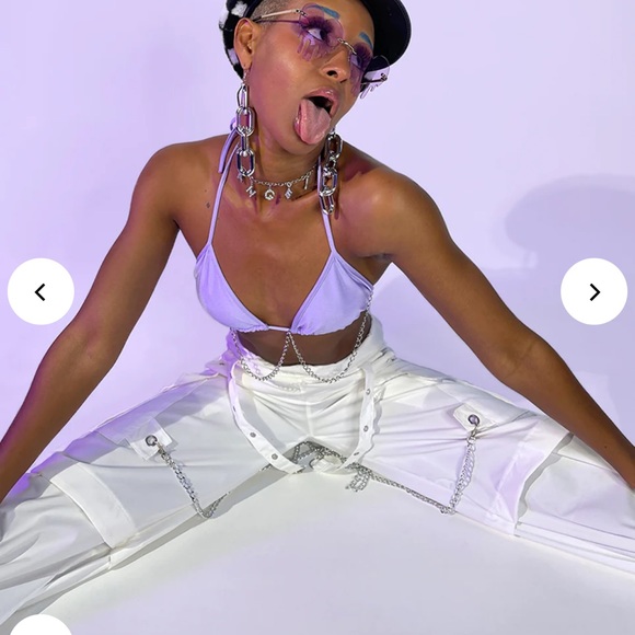 NWOT Rave Wonderland 90's Baby White Oversize Cargo Pants - Picture 6 of 6